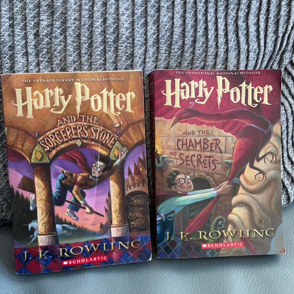 2 Harry Potter books the Sorcerers stone and the Chamber of Secrets